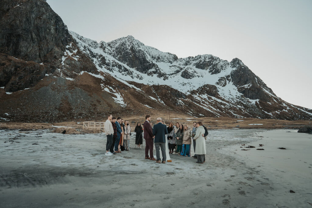 Wedding ceremony on a beach in Lofoten